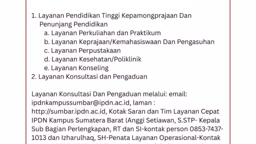 Jenis Layanan IPDN Sumbar